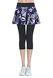 HonourSport Women Skirted Leggings Capris Running Skirt with Leggings