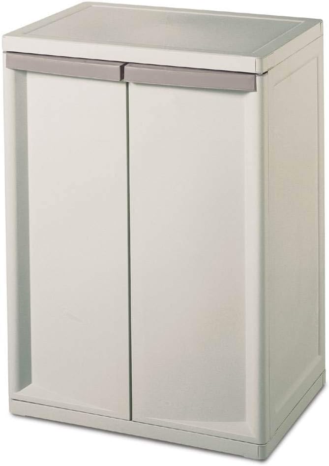 WOSHERD 01408501 2-Shelf Cabinet with Putty Handles, Platinum