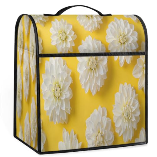 Coffee Maker Cover Yellow Dahlia Kitchen Appliance Covers Small Appliance Covers Blender Cover Juicer Cover Dust Covers for Kitchen Appliances with Top Handle and Pockets,Washable,B349