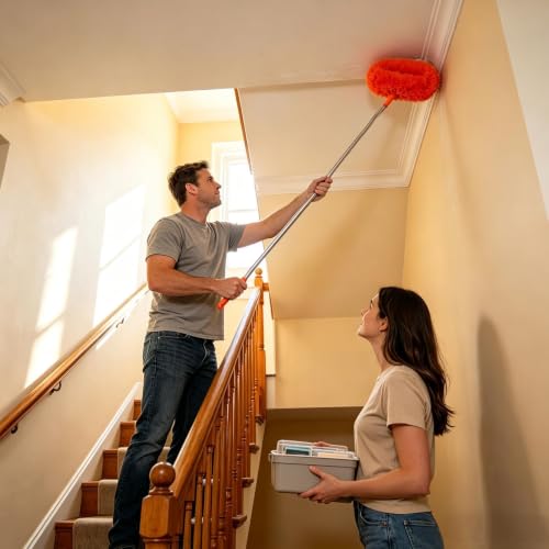 Plumero para ventilador multiuso con poste extensible para limpiar paredes y ventanas 3