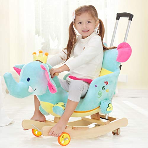 Schaukelpferd Schaukeltier Kinder Stuhl Baby trojaner Spielzeug Geschenk Kinderwagen niedlich Holz Musik Shake Pferd… – Bild 3