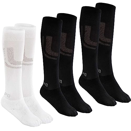 LUPO Kit 3 Pares Meião Infantil Futebol Meninos, 1 Branco - 2 Preto, 29-32