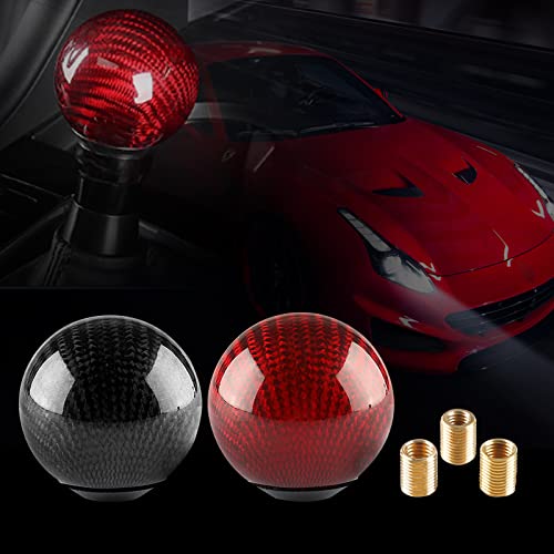 Top10 Racing Carbon Fiber Style Gear Shift Knob Universal Shifter Knobs With 3 Adapters Stick Shifter Round Ball (Black) #TOP6