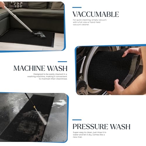 FB FunkyBuys Washable Dirt Trapper Door Mats Indoor & Outdoor, Heavy Duty Non Slip Doormats, Rubber Backed Floor Mat, Super Absorbent Front Door Mat, Entrance Rug (Black-waved, 90cm x 150cm)