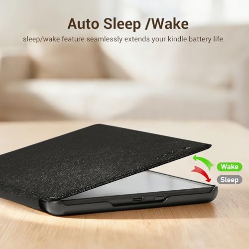 Image of CoBak Case for Kindle Paperwhite 12th Gen 2024 (7 inch) & Colorsoft Signature Edition - All New PU Leather Cover with Auto Sleep Wake Feature for Paperwhite Signature 2024 Released, Black