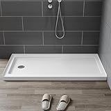 HOROW Shower Base 60'L x 30'W, White Single Threshold Shower Pan for Bathroom, Non-Slip Texture, Rectangle Acrylic Shower Base Pan with Stainless Steel Chrome Drain, Left Drain Location
