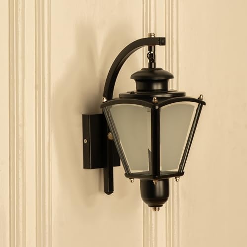 Image of Divine Trends Aluminium Waterproof Lantern Outdoor Wall Light Hanging Polished Black Finish for Indoor & Outdoor Use, LED Bulb Included (Pack of 1)
