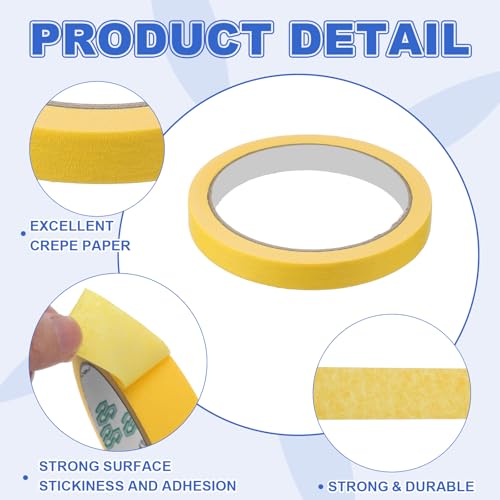 Image of MECCANIXITY Masking Tape 0.5 Inch x 21 Yard Painter's Tape Yellow Paint Tapes for DIY Crafts Arts Drawing Decoration Labeling Car Painting Artist Teachers, Pack of 6