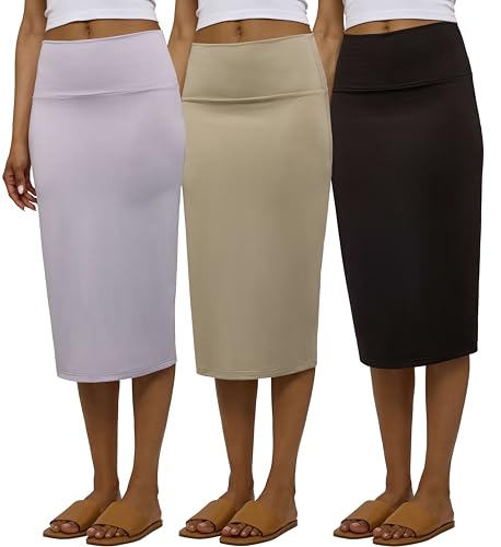 Real Essentials Pack: Womens Soft Midi Skirt – High Waisted