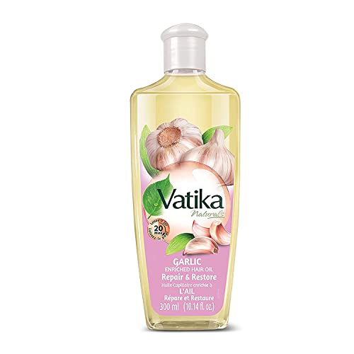 Dabur Vatika Naturals Enriched Hair Oil, Natural Moisturizing, Strengthening & Serum for Healthy Scalp, Nourishing Hair Oil for Soft, Manageable, Smooth & Silky From Root to Tip (Garlic)