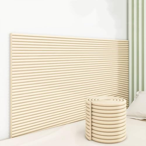SkyFace 3D Autoadesivo Pannelli Imbottiti per Pareti Bambini DIY Tagliabile Pannello Imbottito, Testiera Cuscino da Parete Letto Spugna Sddensata Parete Letto Decorativi (Bianco crema, 20 x 200 cm)