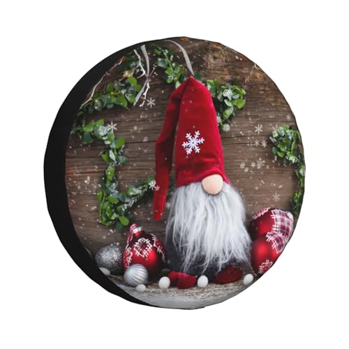 Image of Christmas Gnome Spare Tire Cover Winter Weatherproof Universal Wheel Protectors Christmas New Year Wheel Covers for Rv Camper Travel Trailer SUV Truck 16 Inch Holiday Xmas Decor