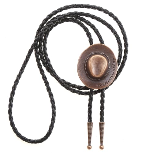 Image of HUABOLA CALYN Native American Bolo tie Rodeo Cowboy Leather Necktie Western Bolo ties for Men Women Necktie for Concert Fans