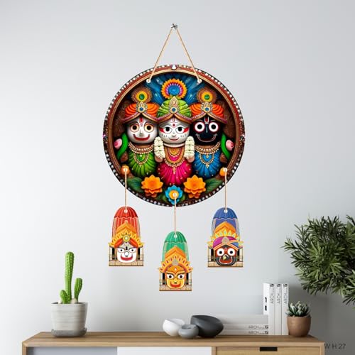 Image of Lord Jagannath Wall Hanging For Home Decor | Jagannath Puri Decoration For Pooja Room | Hindu God Wall Art For Living Room | Spiritual Home Decor, Mandir Decoration Items,Religious Wall Decor