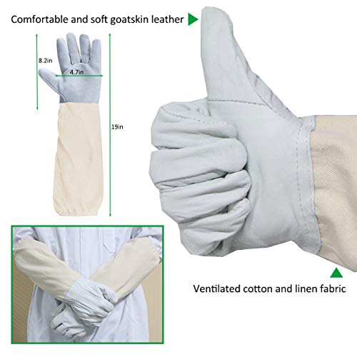 Professional Bee Jacket with Pants, Apiarist Beekeeping Suit Jacket with Ventilated Fencing Veil & Sheepskin Gloves, Beekeeper Suit for Backyard and Beginner Beekeepers, Bee Outfit Costume Pullover