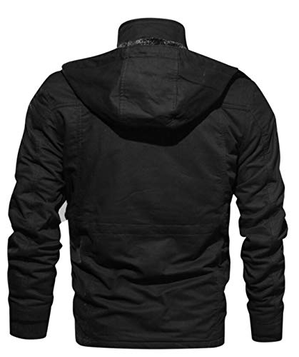 HZCX FASHION Men's Washed Cotton Fleece Lined Thick Winter Hooded Bomber Jackets3