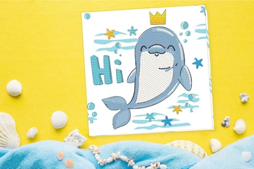 Image of DIAMOND DOTZ Dolphin Hi! Dotz Box Animal Diamond Painting Kits for Adults - Diamond Art Kits a Relaxing Creative Craft Kit with Dotz Gems 8.7 inchx8.7 inch