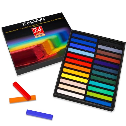 KALOUR Soft Pastel for Artists, Set of 24 colors Chalk Sticks,Pastel Art Supplies for Drawing Blending Shading,Colored Pastel Gift for Adults Kids Beginners