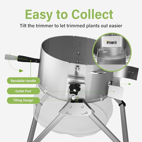 iPower Máquina de aparar plantas úmidas e secas hidropônicas de 40,6 cm com lâmina afiada de aço ino