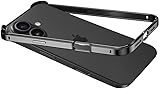 for iPhone 16 Plus Metal Bumper Case, Compatible with MagSafe, No Back Heat Dissipation Design, Four Corner Raised Shockproof (Black)