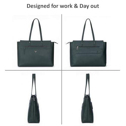 Image of Premium Women's Laptop Tote Bag | Handcrafted Leatherette Shoulder Handbag | 2 Pocket Stylish Office & Casual Carry Bag