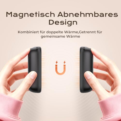 VOSFEEL Handwärmer Elektrisch 2er-Pack, Magnetische Handwärmer 3 Einstellbaren Heizmodi… – Ansicht 5