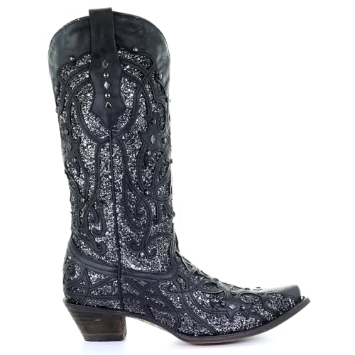 CORRAL Women's Golden Luminary Roots Orix Glitter Inlay & Studs Snip Toe Western Boots,
