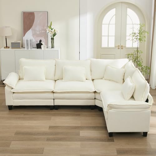 Image of URRED Oversized Modular Sectional Sofa,White:116 inch V Shaped