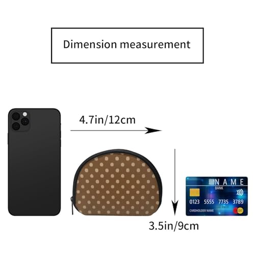 Portable Coin Purse Small Brown Polka Dot Mini Zippered Money Pouch Card Holder2