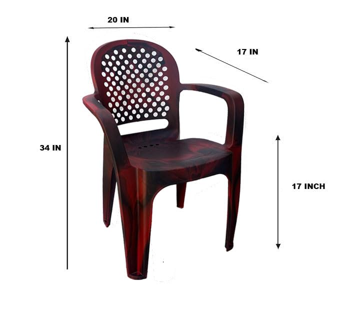 Image of Cello Crystal Armrest Plastic Chair with Matt Finish | Chairs for Home, Garden, Living Room Indoor and Outdoor Use (Colour: Rosewood, Set of 2)
