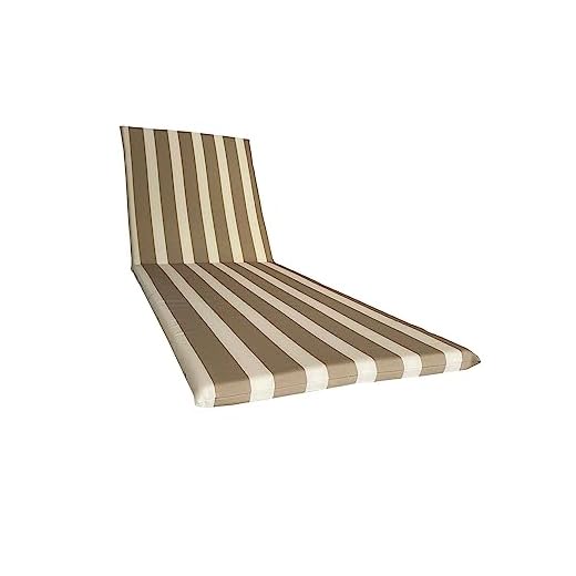 Waterproof Cushion for Swaddled Sun Lounger – 190 x 60 cm Water-Repellent Polyester – Removable Cushion Made in Italy (White and Beige)