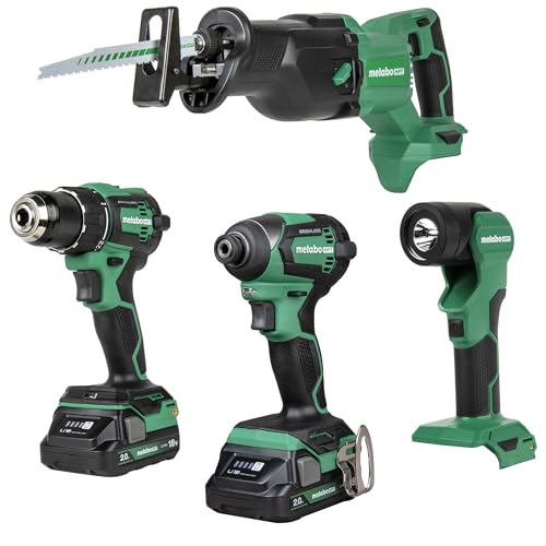 Metabo HPT 18V MultiVolt™ Cordless Driver Drill, Impact Driver, Reciprocating Saw, and Torchlight 4-Pc Combo Kit | Includes 2-18V 2.0Ah Batteries | Lifetime Tool Warranty | KC18DEX4 thumbnail 2