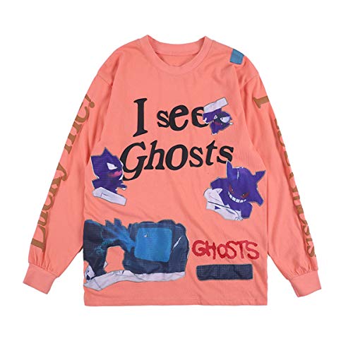 Arnodefrance I See Ghosts Lucky Me Tshirt Hip Hop Rapper Tee Shirt Cotton Long Sleeve Shirt Orange