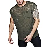 Men Short Sleeve Men Knitted Tops Men Knitwear Men Solid Color Tank Top Men Fashion T-Shirt Men Hollow out Knit Men Casual T-Shirt G-Green M