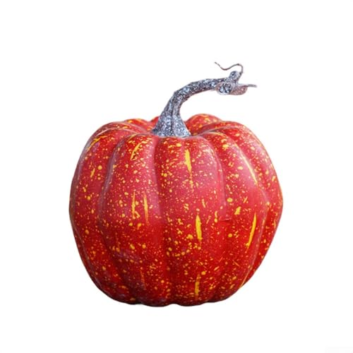 Linnkyfloa Zucca artificiale in schiuma ornamentale, 14-17 cm, realistica, per Halloween, Ringraziamento, raccolta, festa, autunno, per interni ed esterni, casa, tavolo, cucina (17 cm, rosso)