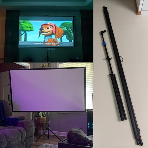Pantalla de proyector de 72 pulgadas con trípode universal, pantalla portátil ajustable 4:3/16:9 para interior y exterior miniatura 6