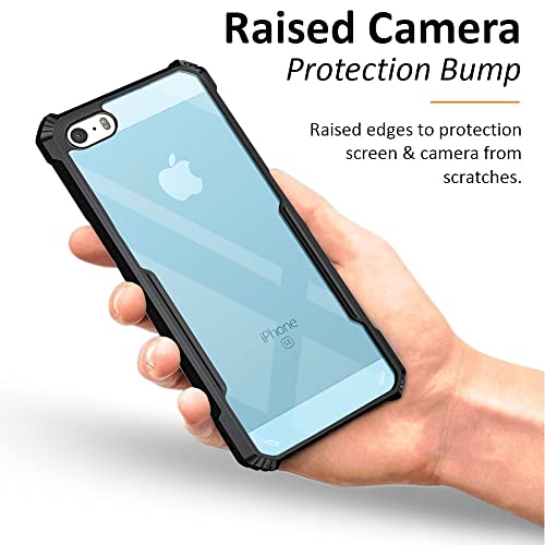Image of WOW IMAGINE Shock Proof Clear Back Cover Case Mobile Cover for Apple iPhone 5S | 5 | 5 SE (Hard | Hybrid PC + TPU | Full Armour Device & Camera Protection | Black)