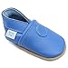Dotty Fish Zapatos de Cuero Suave para bebés. Antideslizante. Azul Cielo. 3-4 Años (27 EU)