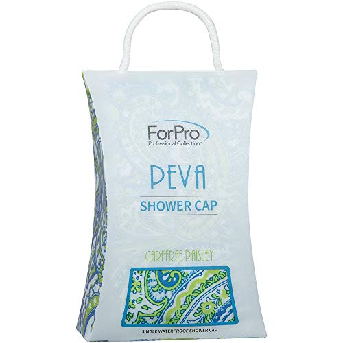 ForPro Peva Shower Cap, Carefree Paisley, 100% Waterproof Universal Shower Cap