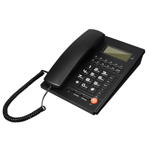 Téléphone fixe mural noir pour hôtel avec volume réglable et grand clavier