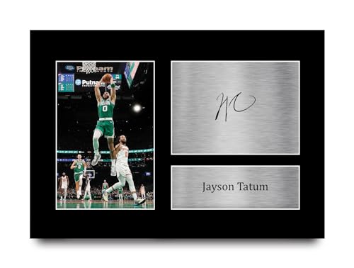 ✯ UN REGALO CHE Adoreranno - Colpisci una rete con questa foto stampata firmata di uno dei giocatori di basket più famosi al mondo, Jayson Tatum Boston Celtics Basketball. Slam dunk presente per loro e migliori punti regalo per te - In rete!