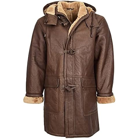 Abrigo de piel de oveja real Duffle Shearling Bain Brown Ginger Cover