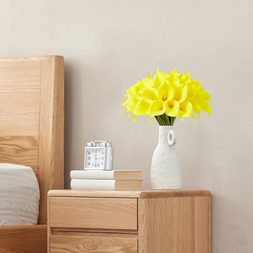 Image of SITUMEIZI 24 Pcs Yellow Fake Flowers Artificial Calla Lily