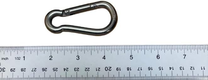 US STAINLESS Stainless Steel 316 Spring Hook No Eye Carabiner 9/32" (7mm) Marine Grade - Image 4