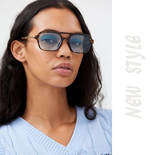 Hycredi Retro 70s Flat Aviator Sunglasses Trendy Vintage Square Glasses for Women Men Metal Design Shades UV Protection2