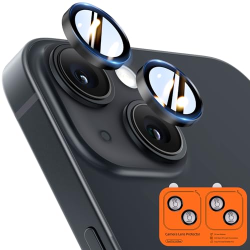 Image of TOCOL Camera Lens Protector for iPhone 14 / iPhone 14 Plus Tempered Glass HD Individual Scratch Resistant Camera Cover Accessories Case Friendly 2 Pack(Black)