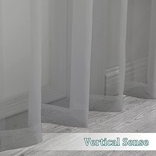 Image of Chyhomenyc Sheer Window Curtain Panels 144 Inches Length 2 Pack, Long Elegant Voile Window Scarf Drapes Backdrop for Canopy Bed /Wedding /Living Room, 42Wx144L inches, Charcoal Grey