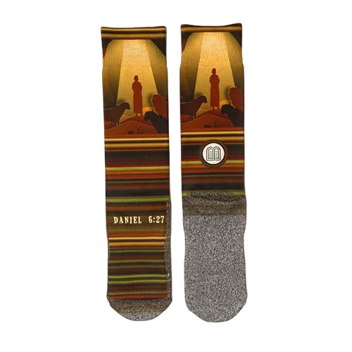 Daniel and the Lion’s Den Bible Socks for Men – Christian Crew Socks with Scripture | Moisture-Wicking | Faith-Inspired Christian Gift