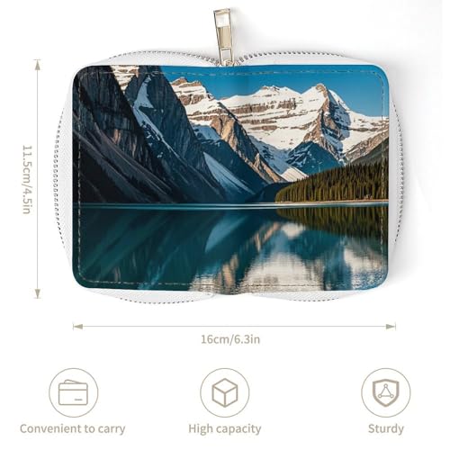RFID Credit Card Holder Wallets for Women Cute Small Leather Ladies Cardholder Wallets Panorama of The Lake Louise Mountains Card Organizer Case with Zipper3