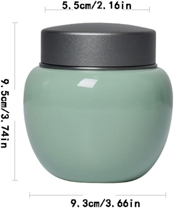 SONGCHAO Sugar Jar Celadon Tea can, Ceramic Sealed, Portable Travel Storage, Home Box Tea Canister(A)